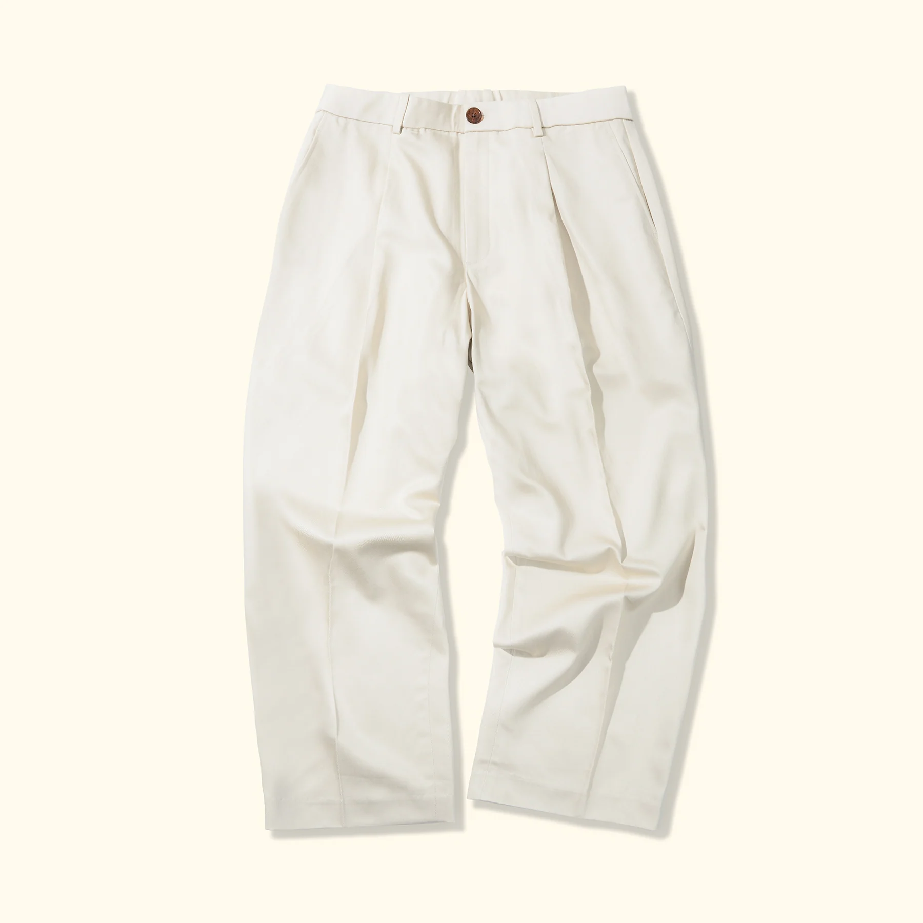 Le Fleur Darryl Wide Pleated Trousers - Front Le Fleur Darryl Wide Pleated Trousers - Cream