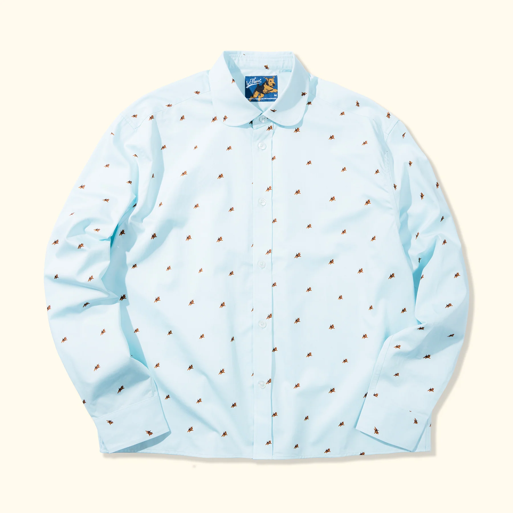 Le fleur Round Collar Long-Sleeve Darryl - Blue - Front Le fleur Round Collar Long-Sleeve Darryl - Blue