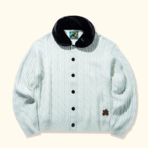 Le Fleur Faux Fur Cardigan - Mint