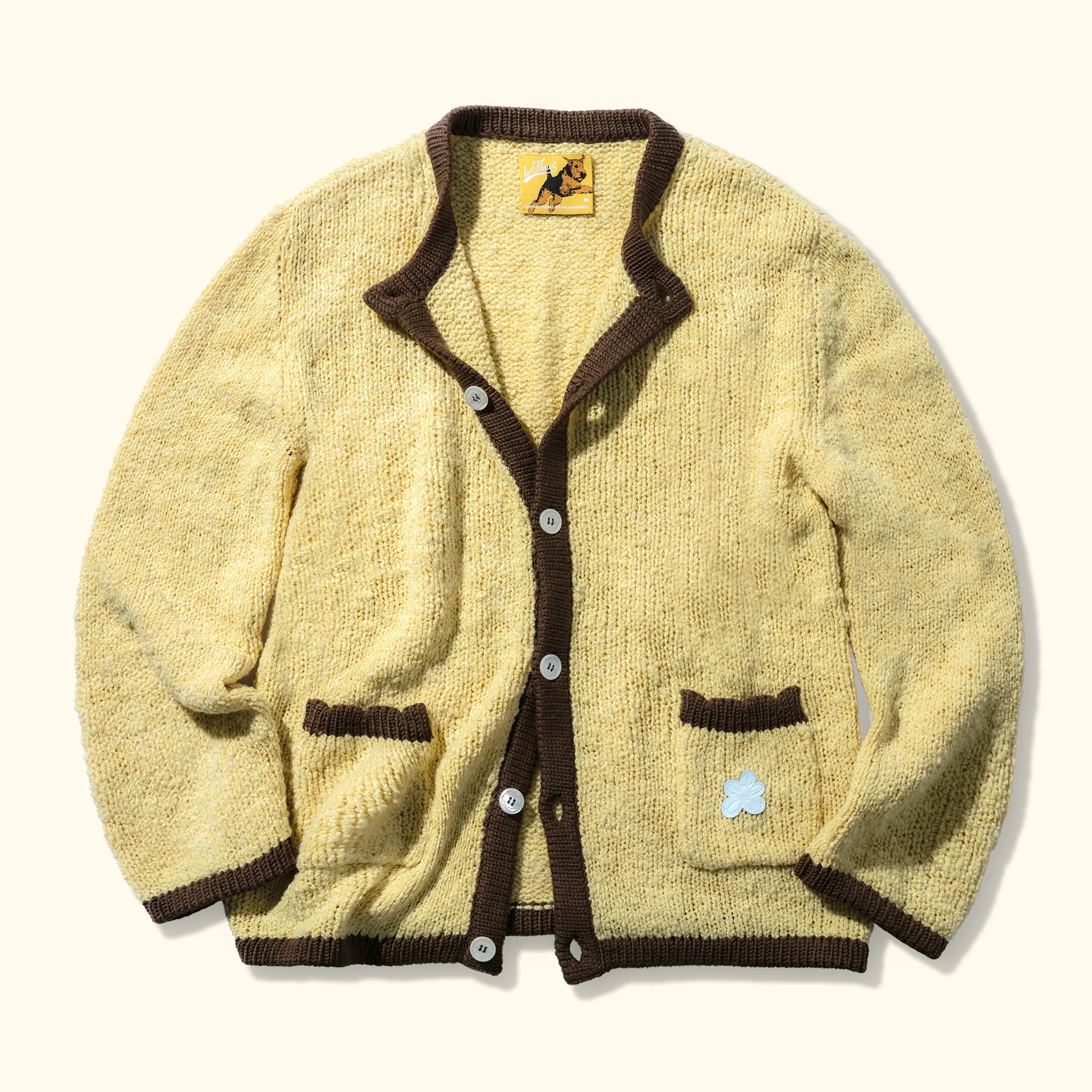 Le Fleur Crewneck Cardigan Sweatshirt - Honey - Front Le Fleur Crewneck Cardigan Sweatshirt - Honey - Front