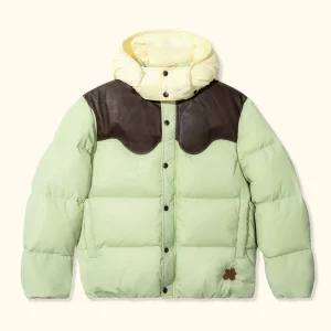 Le Fleur Leather Puffer Jacket - Mint