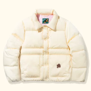 Le Fleur Collared Puffer Jacket - Cream