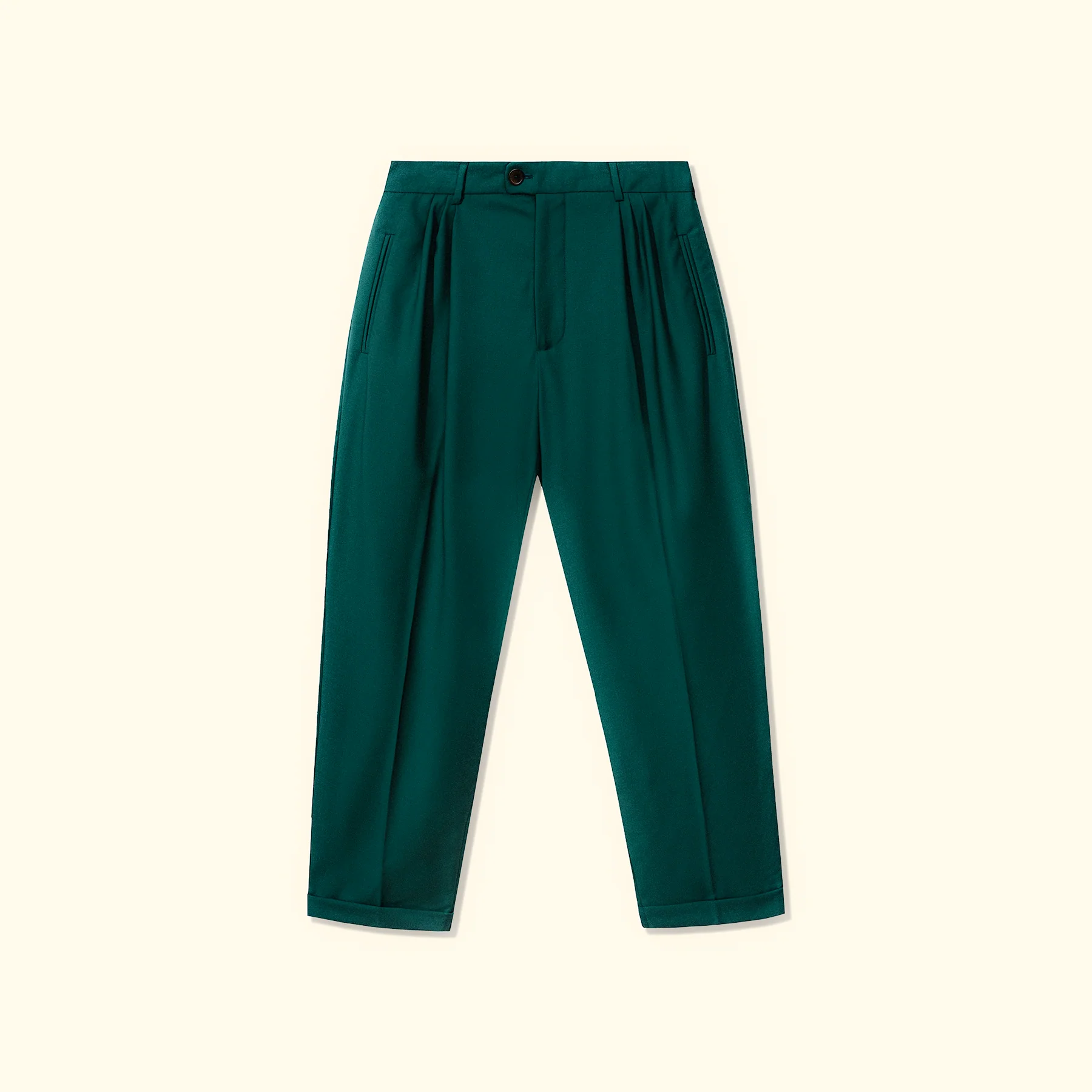 Le Fleur Double Pleated Trouser - Front Le Fleur Double Pleated Trouser - Green